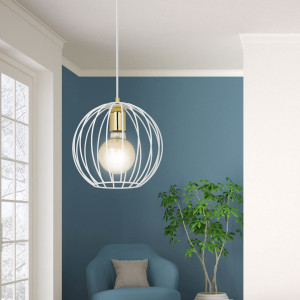 Albio 1 white 145/1 wisząca lampa sufitowa loft regulowana metalowa złoto biała druciak