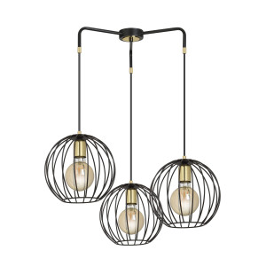 Albio 3 black 144/3 wisząca lampa sufitowa loft regulowana metalowa złoto czarna druciaki