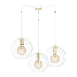 Albio 3 white 145/3 wisząca lampa sufitowa loft druciaki regulowana metalowa złoto biała