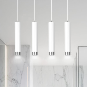 Kibo 4 white-chrome 641/4 designerski spot wiszący białe tuby srebrne dodatki