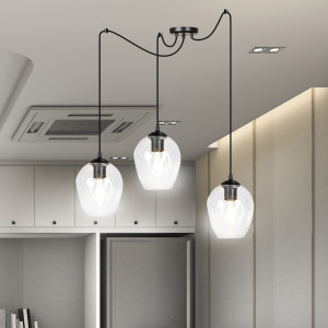 Level 3 bl transparent 756/3 lampa wisząca klosze szklane kule regulowana nowoczesna