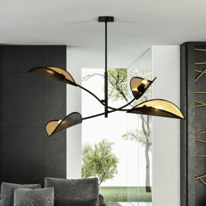 Lotus 4 black/gold 1106/4 lampa sufitowa żyrandol oryginalny design abażury