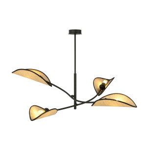 Lotus 4 black/rattan 1108/4 lampa sufitowa żyrandol oryginalny design abażury
