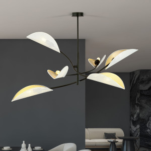 Lotus 6 white/gold 1107/6 lampa sufitowa żyrandol oryginalny design abażury