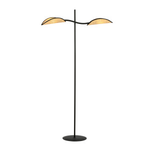 Lotus lp2 black/rattan 1108/lp2 lampa podłogowa oryginalny design abażury
