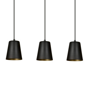 Milga 3 black-gold 415/3 nowoczesna lampa wisząca czarna środek złoty