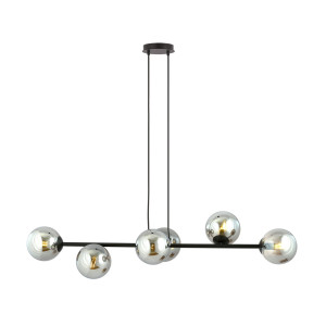 Rossi 6 bl grafit 875/6 lampa sufitowa wisząca czarna szklane klosze design