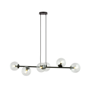 Rossi 6 bl transparent 874/6 lampa sufitowa wisząca czarna transparentne klosze