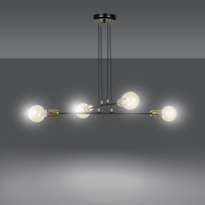 Vesio 4 black 785/4 lampa wisząca loft regulowana złote elementy