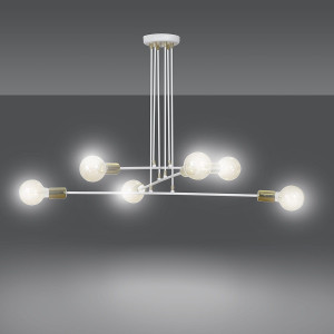 Vesio 6 white 786/6 lampa wisząca loft regulowana złote elementy