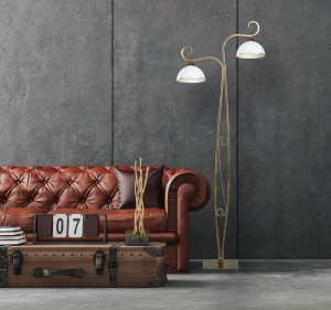 Wivara lp2 gold 149/lp2 klasyczna lampa podłogowa szklane białe klosze dużo światła