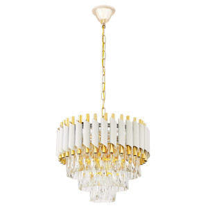 Klasyczny żyrandol kryształowy biało-złoty mazini d40