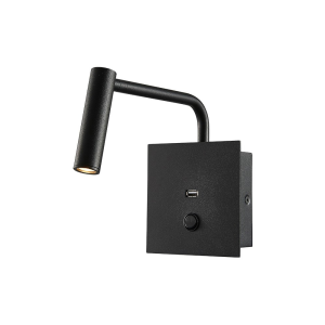 Oprawa led v-tac 3w kinkiet hotel łóżko usb/włącznik czarny cob cree vt-2943 3000k 150lm 3 lata gwarancji