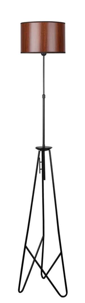 Float lampa podłogowa czarna 1x60w e27 abażur timber ciemny
