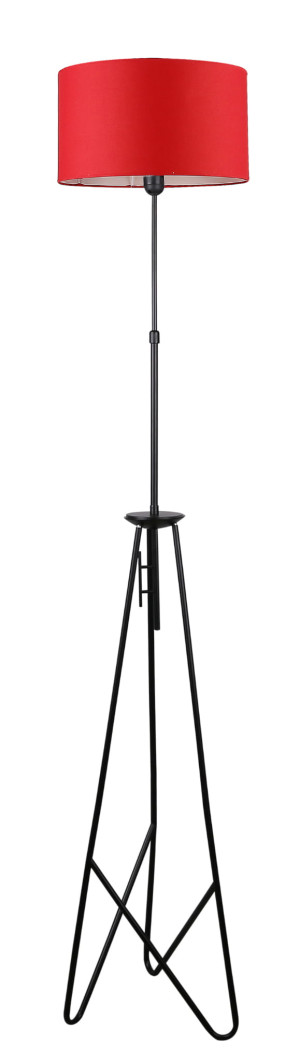 Float lampa podłogowa czarna 1x60w e27 abażur czerwony