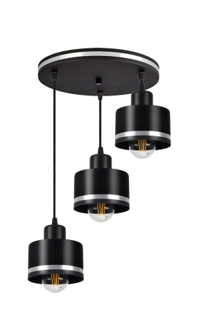 Wama lampa wisząca czarny 3x40w e27 klosz czarny+srebrny