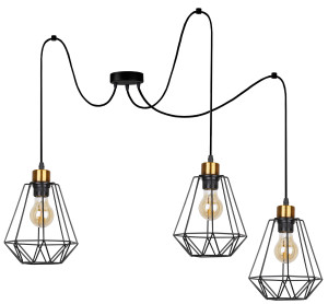 Primo p lampa wisząca czarny+patyna 3x60w e27 klosz czarny