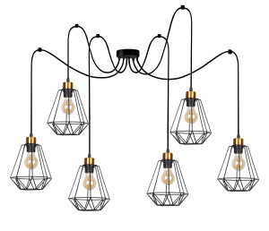 Primo p lampa wisząca czarny+patyna 6x60w e27 klosz czarny