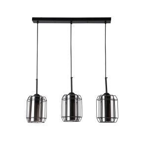 Jonera lampa wisząca czarny 3x40 e27 klosz dymiony