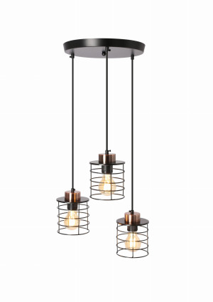 Glob lampa wisząca czarny+złoty talerz 3x40w e27 klosz czarny