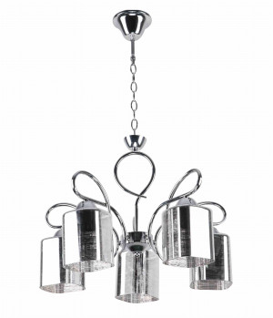Italo lampa wisząca chromowy 5x40w e27 klosz srebrny