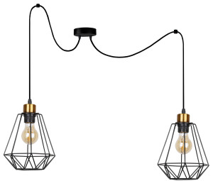 Primo p lampa wisząca czarny+patyna 2x60w e27 klosz czarny