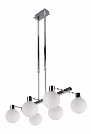 Maldus lampa wisząca chromowy 6x40w g9 klosz biały
