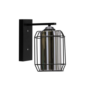 Jonera lampa kinkiet czarny p20 1x40 e27 klosz dymiony