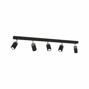 Lampa sufitowa solo sawn black / patinated wood 5x mini gu10 milagro