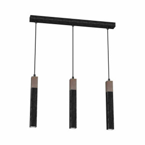 Lampa wisząca solo sawn black / patinated wood 3x mini gu10 milagro