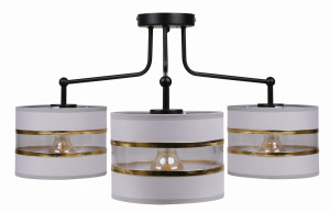 Andy lampa wisząca czarny 3x40w e27 abażur szary+złoty