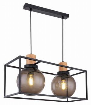 Retro 2 lampa wisząca czarny 2x40w e27 klosz dymiony