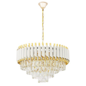 Klasyczny żyrandol kryształowy biało-złoty mazini d50