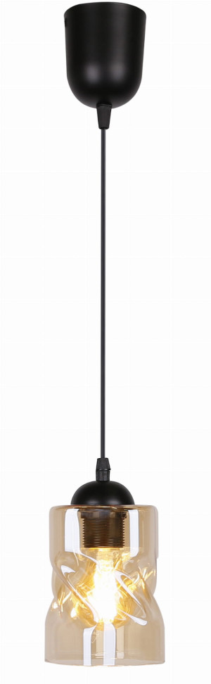 Felis lampa wisząca czarny 1x60w e27 klosz bursztynowy