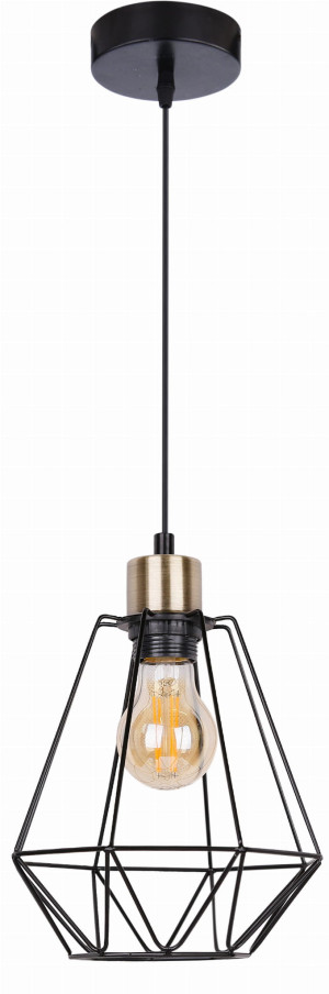 Primo lampa wisząca czarny+patyna 1x60w e27 klosz czarny