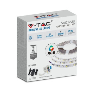 Zestaw led v-tac rgb zasilacz pilot sterownik vt-5050 60 rgb 1000lm