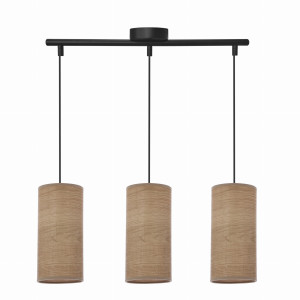 Ballo lampa wisząca czarny 3x60 e27 abażur orzechowy