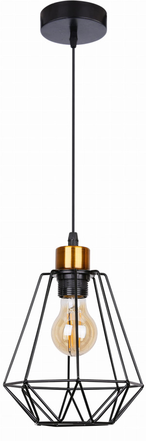Primo lampa wisząca czarny+złoty 1x60w e27 klosz czarny