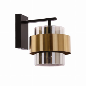 Spiega lampa kinkiet czarny+mosiężny 1x60w e27 klosz dymiony