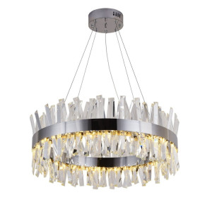 Monte carlo srebrny żyrandol led z pięknymi kryształami ø60cm crystal silver 11533