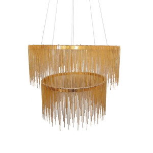 Fontanna gold avenue podwójny żyrandol zlote łańcuszki ø80 cm + ø60cm