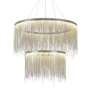 Fontanna silver avenue podwójny żyrandol srebrne łańcuszki ø80 cm + ø60cm