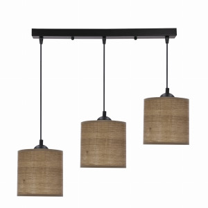 Legno lampa wisząca czarny 15 3x40w e27 abażur orzechowy