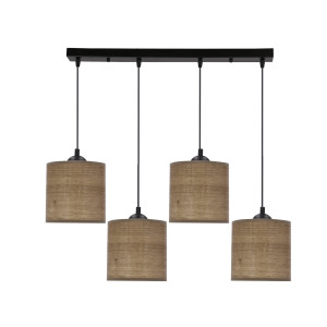 Legno lampa wisząca czarny 15 4x40w e27 abażur orzechowy