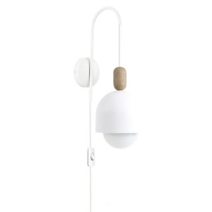 Lampa ścienna loft ovoi biały strukturalny kinkiet z wtyczką i włącznikiem kolorowe kable