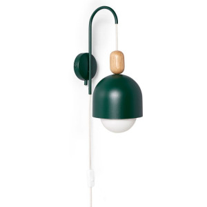 Lampa ścienna loft ovoi ciemnozielony strukturalny kinkiet z wtyczką i włącznikiem kolorowe kable