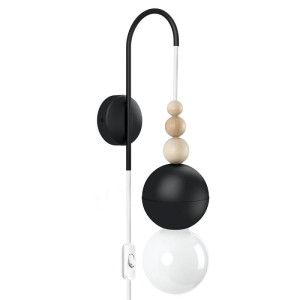 Lampa ścienna loft bala czarny strukturalny kinkiet z wtyczką i włącznikiem kolorowe kable