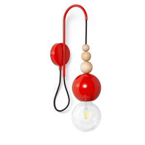 Lampa ścienna loft bala czerwony kinkiet kolorowe kable
