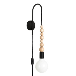 Lampa ścienna loft sfarer czarny strukturalny kinkiet z wtyczką i włącznikiem kolorowe kable