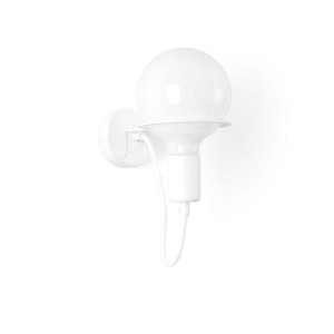 Biała lampa ścienna loft metal wall kinkiet z białym przewodem i mleczną żarówką led 4w kolorowe kable